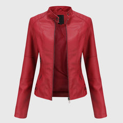 Women's Slim Fit Jacket - Moto Biker Coat
