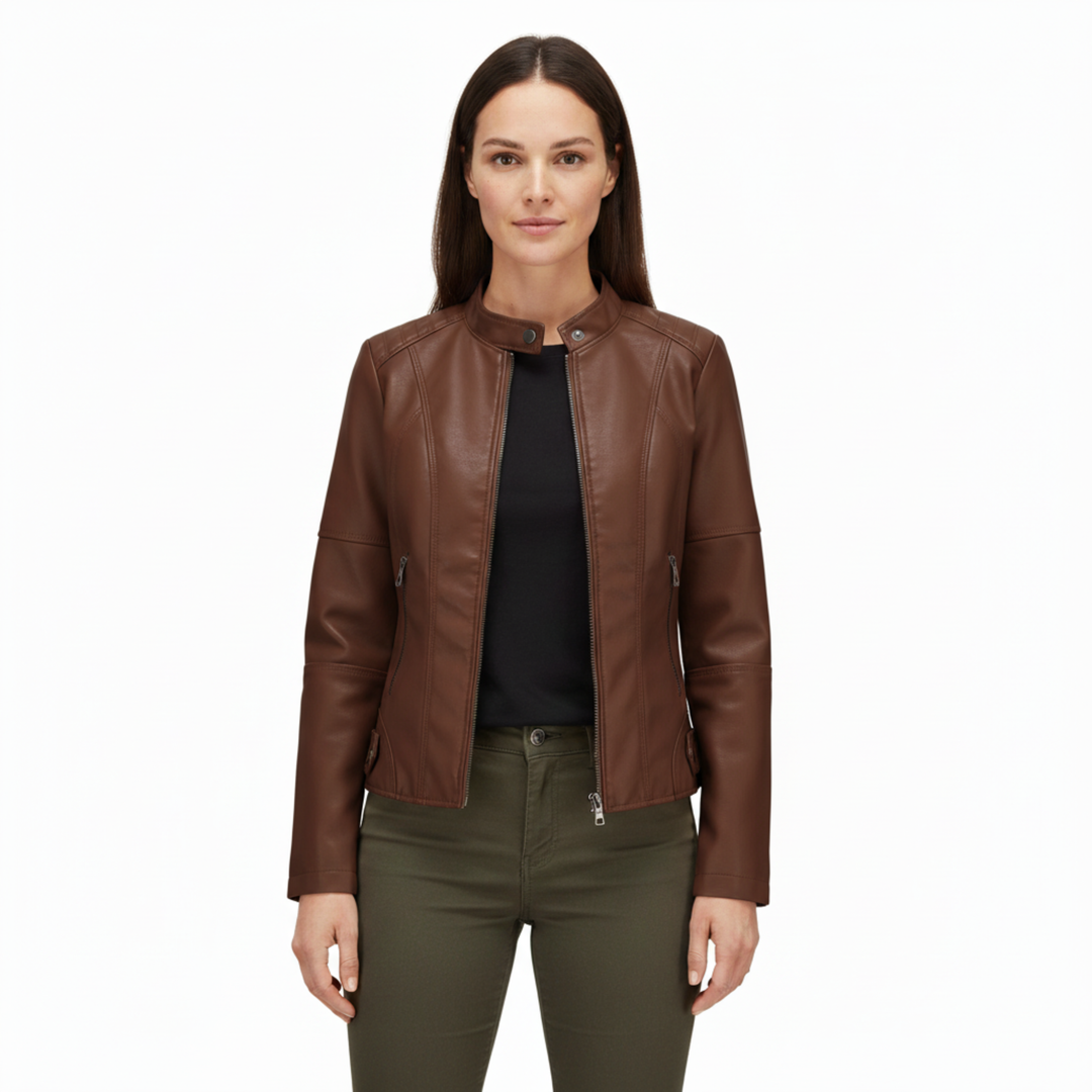 Women’s Slim Fit Jacket with Zip Pocket Closure
