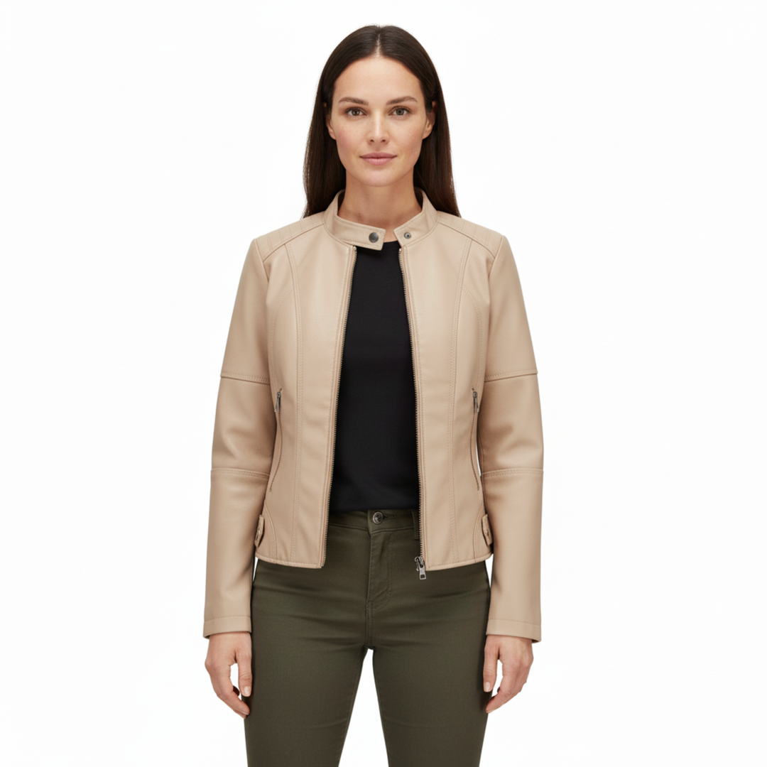 Women’s Slim Fit Jacket with Zip Pocket Closure