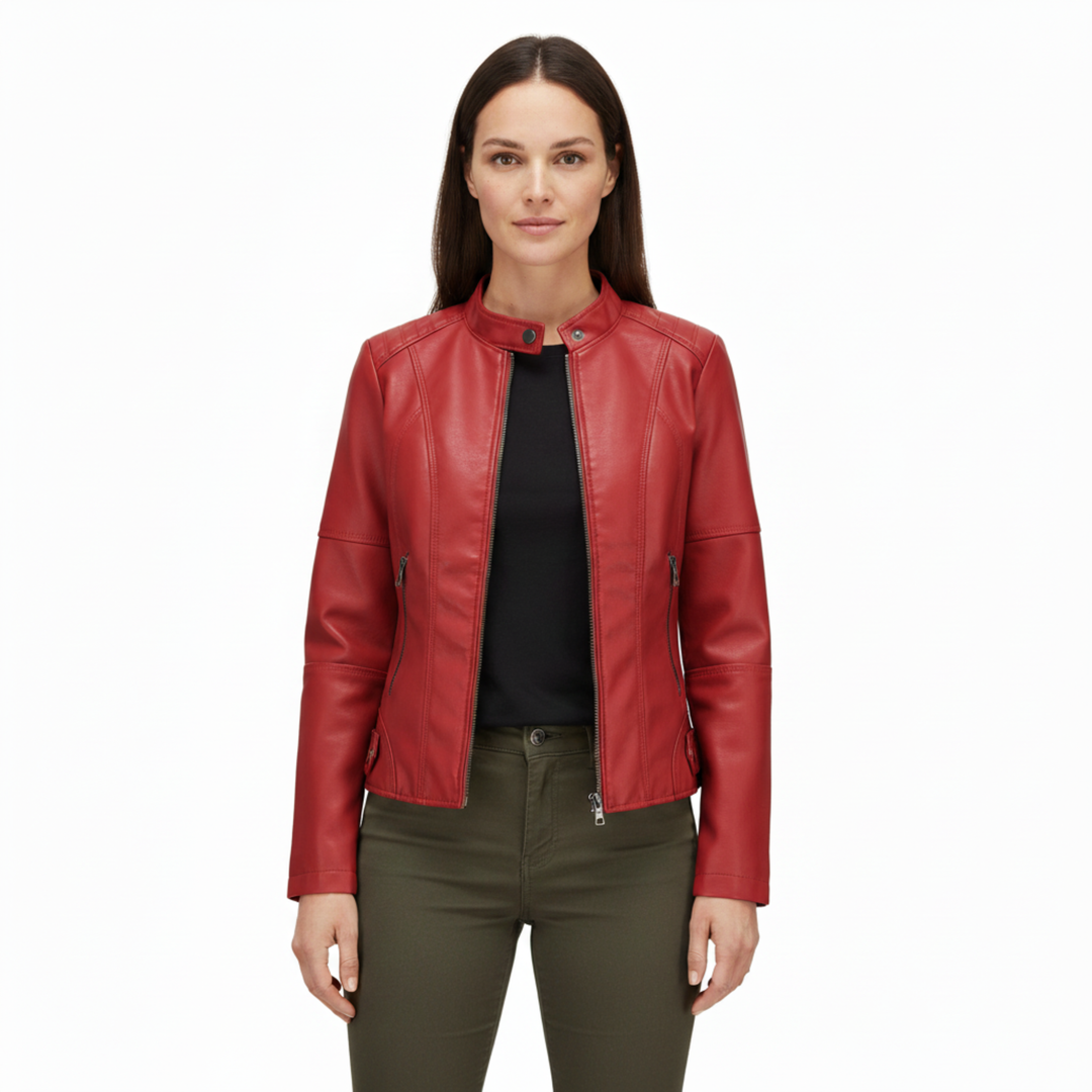 Women’s Slim Fit Jacket with Zip Pocket Closure