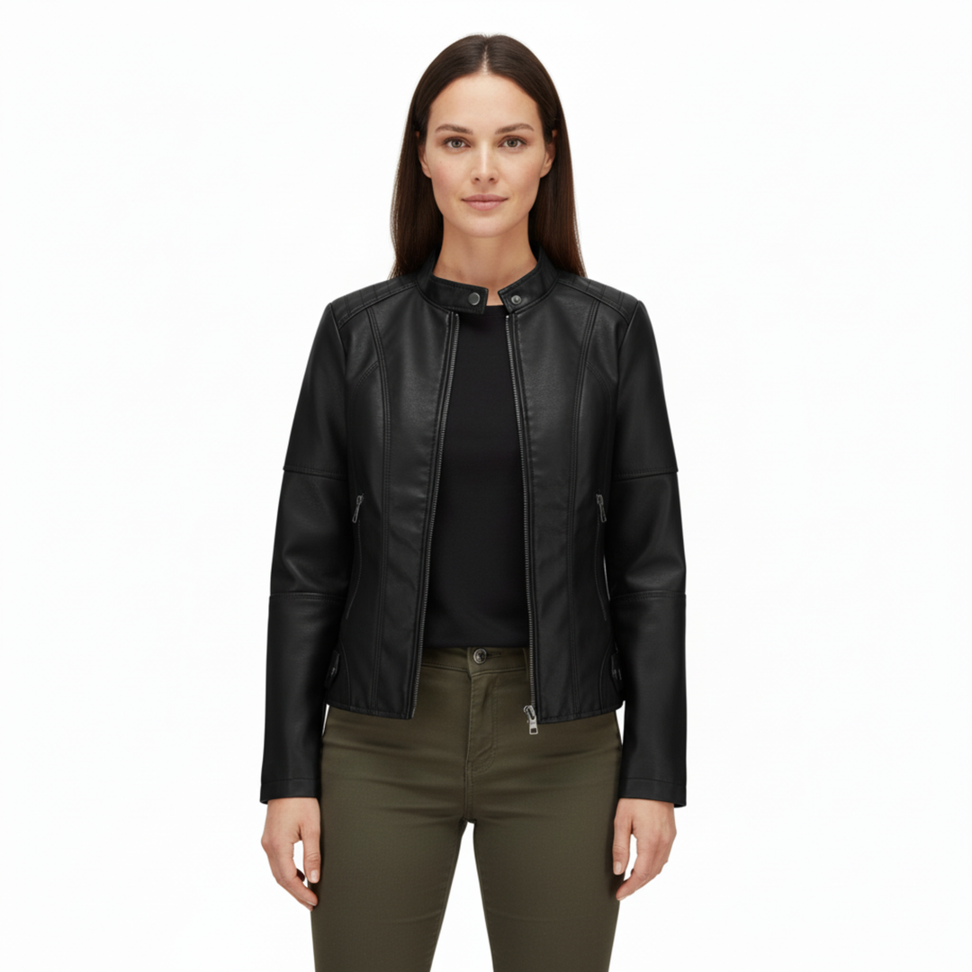 Women’s Slim Fit Jacket with Zip Pocket Closure