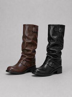Women’s Slouchy Boot with Buckle Strap Detail