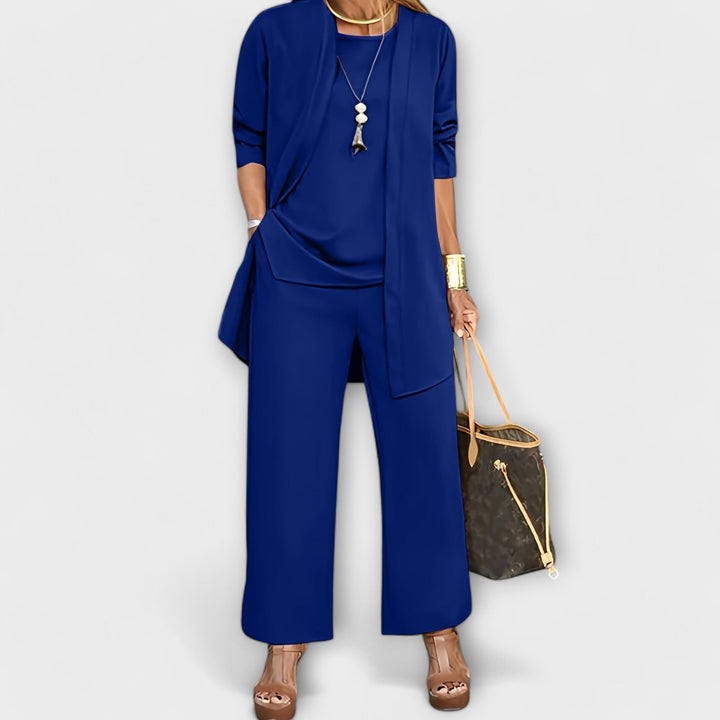 Women’s Sophisticated Three-Piece Set with Cardigan
