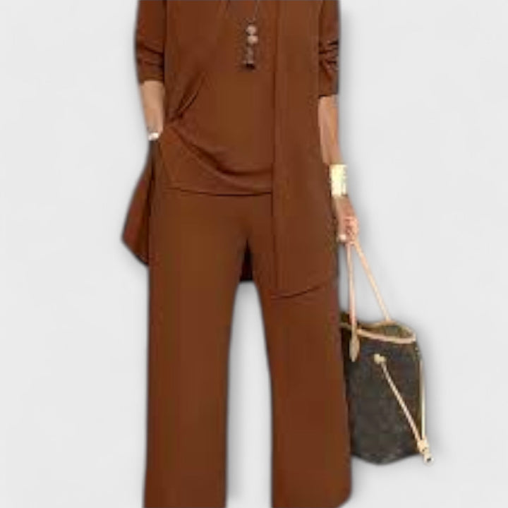 Women’s Sophisticated Three-Piece Set with Cardigan
