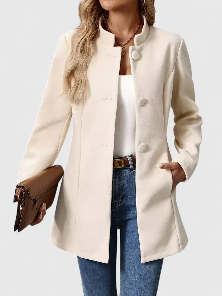 Women’s Stand Collar Jacket - Button Closure
