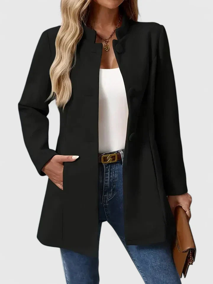 Women’s Stand Collar Jacket - Button Closure