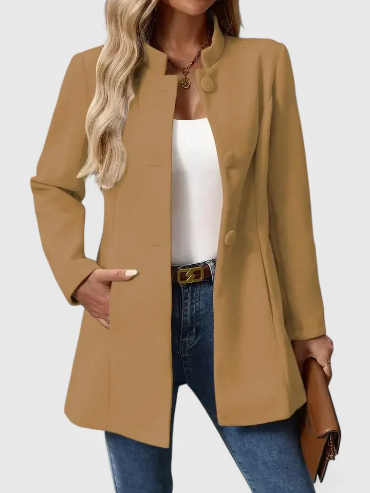 Women’s Stand Collar Jacket - Button Closure