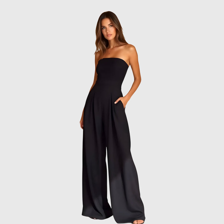 Women’s Strapless Jumpsuit with Wide-Leg Pants