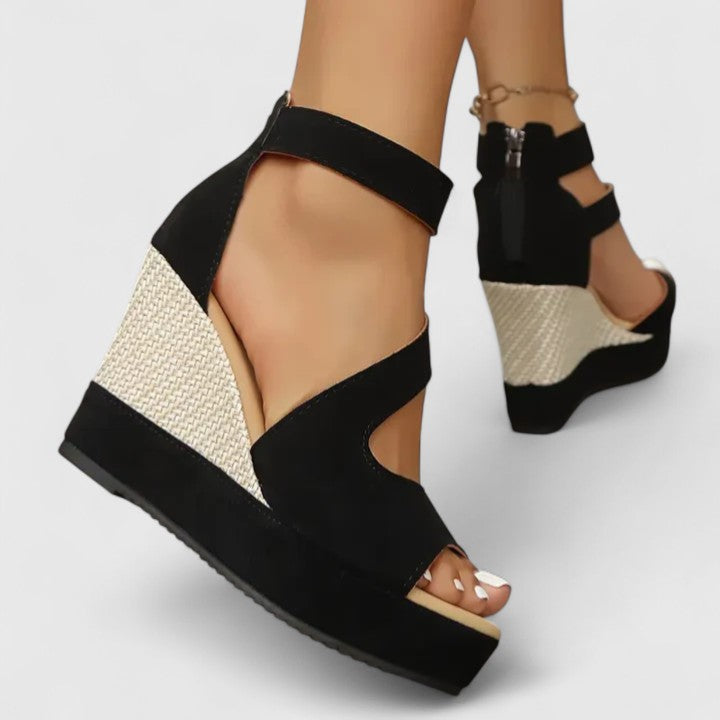 Women's Strappy Wedge Sandals - Open Toe Platform Heels