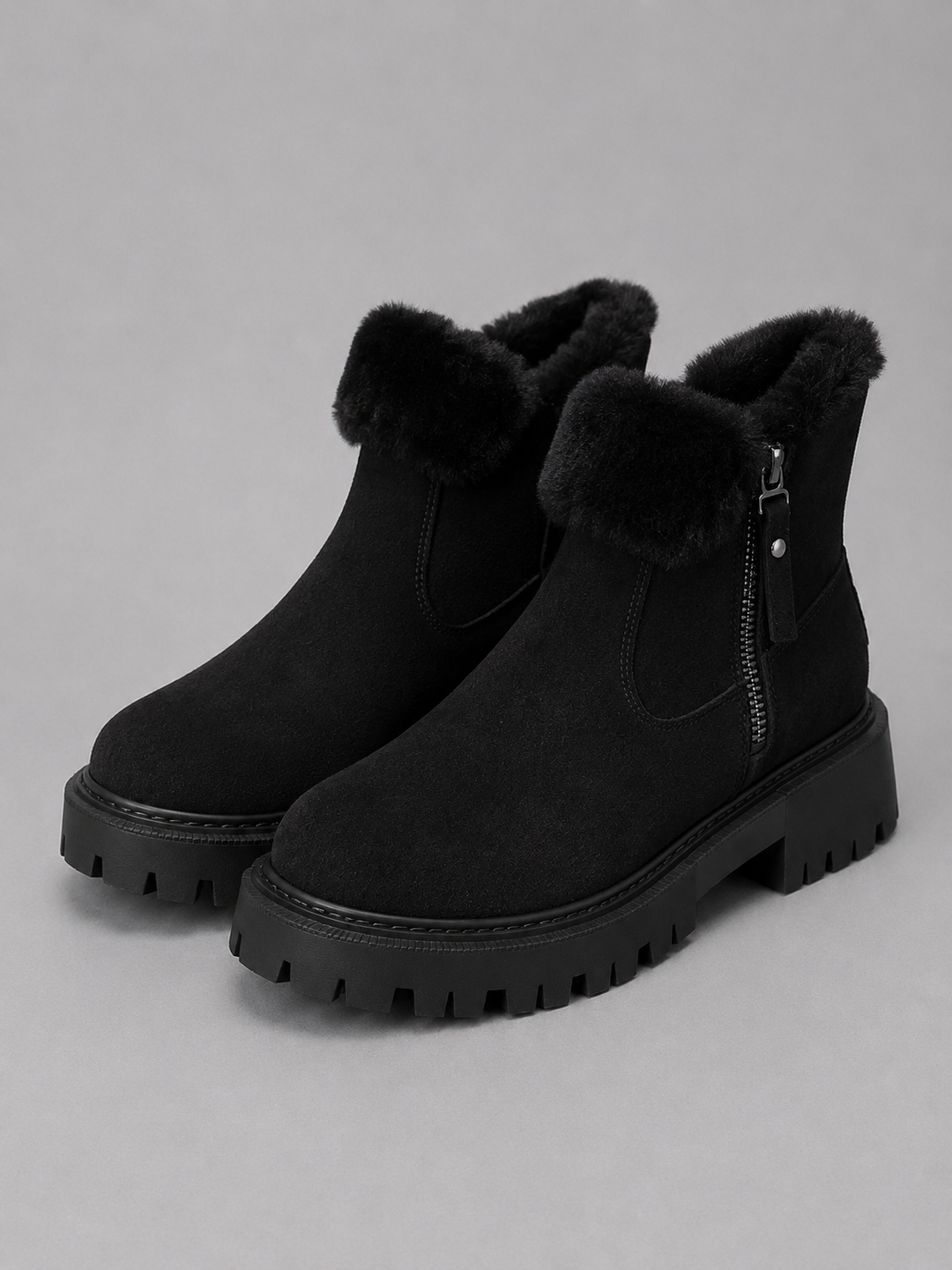 Women’s Suede Ankle Boots with Chunky Sole