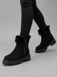 Women’s Suede Ankle Boots with Chunky Sole