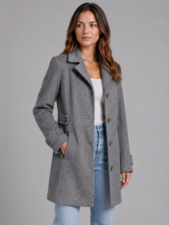 Women’s Tailored Button Coat with Collared Lapel