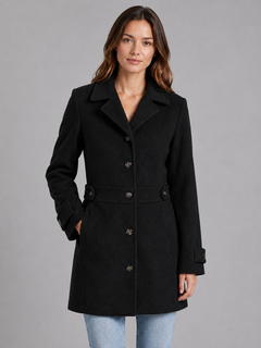 Women’s Tailored Button Coat with Collared Lapel