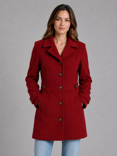 Women’s Tailored Button Coat with Collared Lapel
