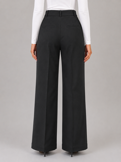 Women's Tailored Trousers with High Waist Cuffs