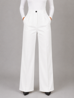 Women's Tailored Trousers with High Waist Cuffs