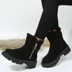 Women's Taupe Suede Winter Boots – Faux Fur Lined Ankle Boots