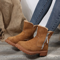 Women's Taupe Suede Winter Boots – Faux Fur Lined Ankle Boots