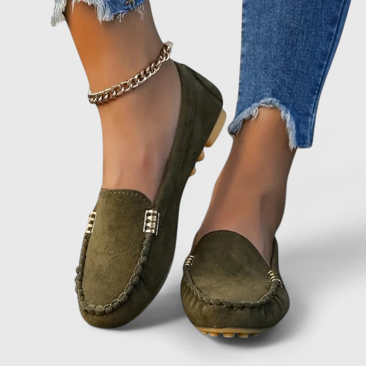 Women's Teal Suede Loafers - Comfortable Slip-On Flat Shoes
