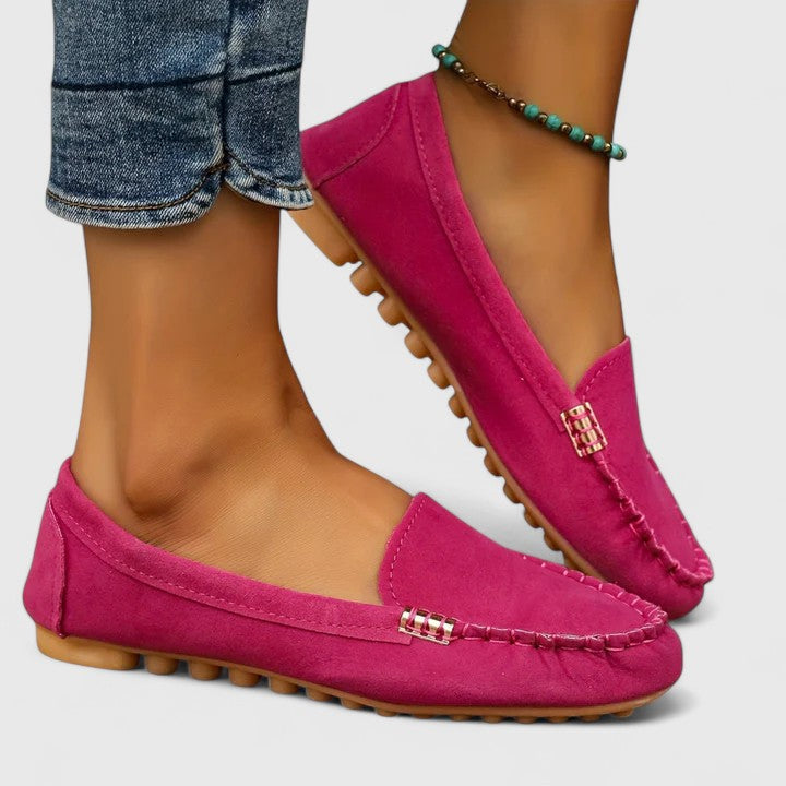 Women's Teal Suede Loafers - Comfortable Slip-On Flat Shoes