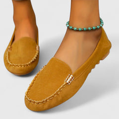 Women's Teal Suede Loafers - Comfortable Slip-On Flat Shoes