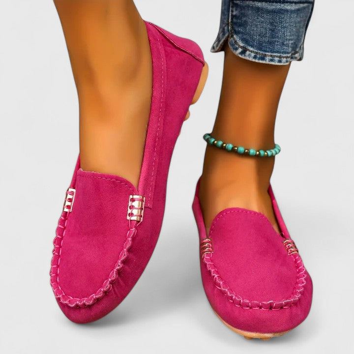 Women's Teal Suede Loafers - Comfortable Slip-On Flat Shoes