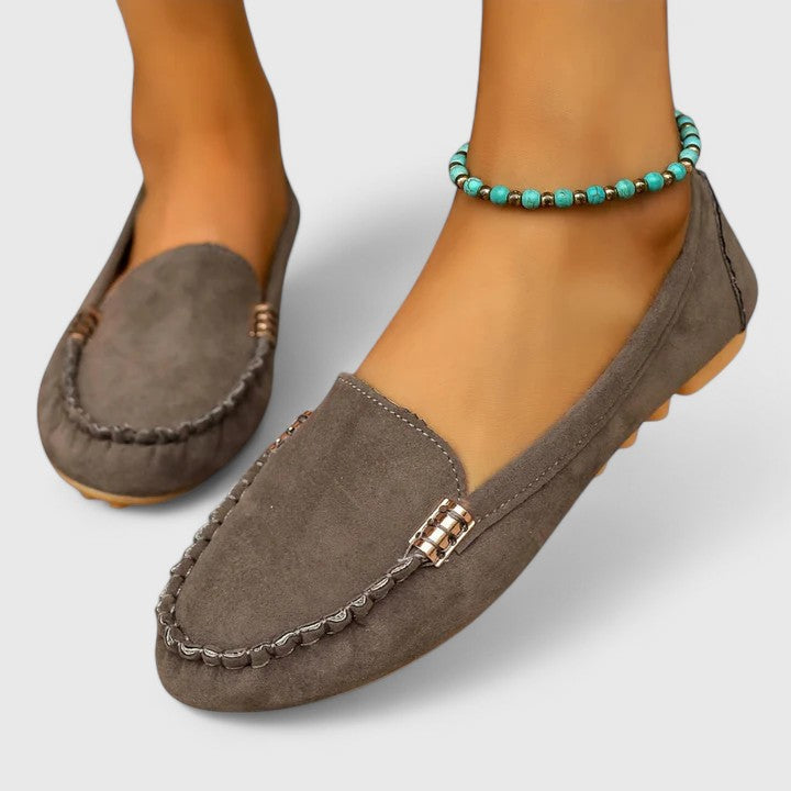 Women's Teal Suede Loafers - Comfortable Slip-On Flat Shoes