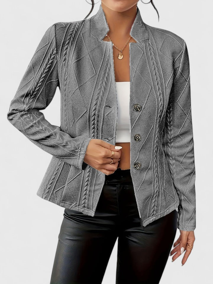 Women's Textured Blazer Jacket - Button Closure