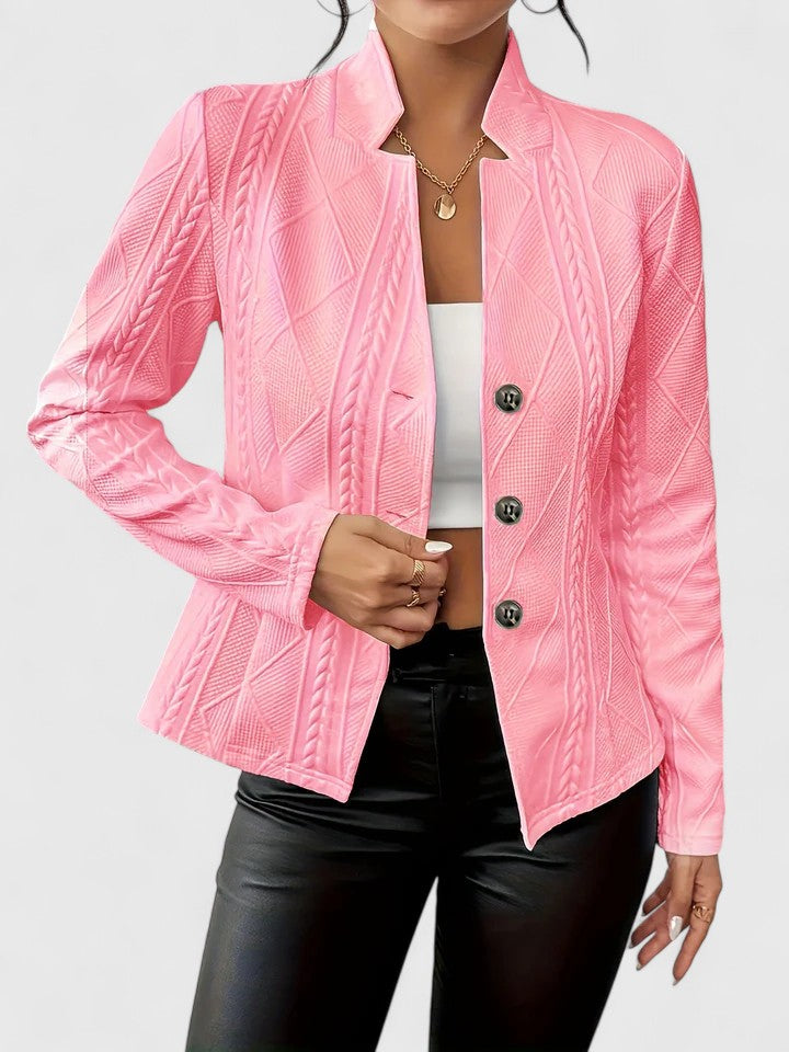 Women's Textured Blazer Jacket - Button Closure