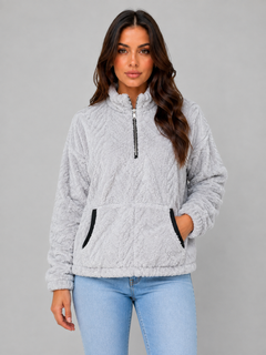 Women’s Textured Pullover with Half Zip Front