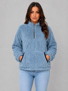 Women’s Textured Pullover with Half Zip Front