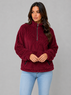 Women’s Textured Pullover with Half Zip Front
