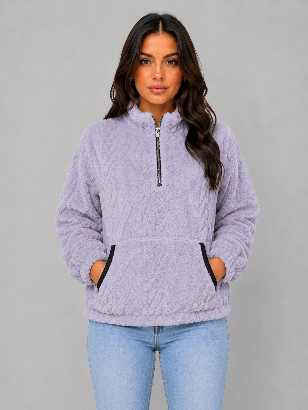 Women’s Textured Pullover with Half Zip Front