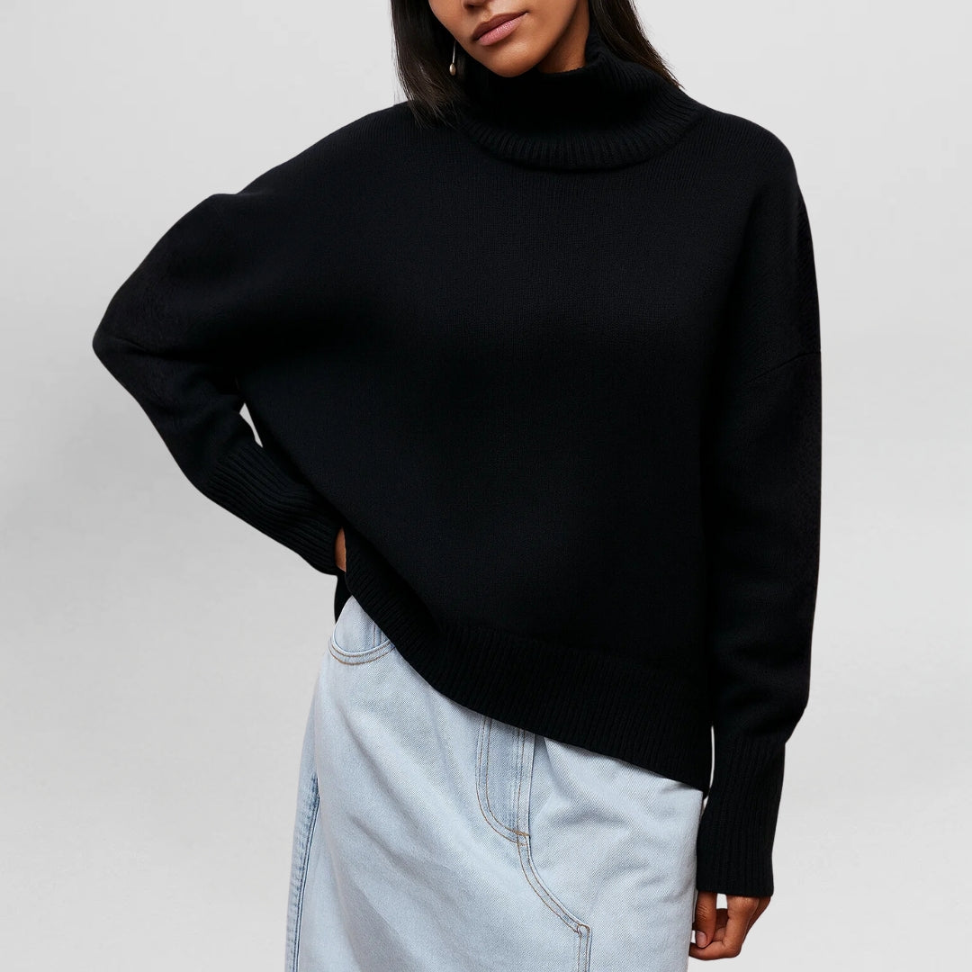 Women’s Turtleneck Sweater with Minimalist Design