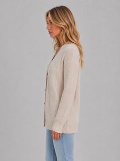 Women's V-Neck Cardigan with Button Front