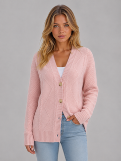 Women's V-Neck Cardigan with Button Front