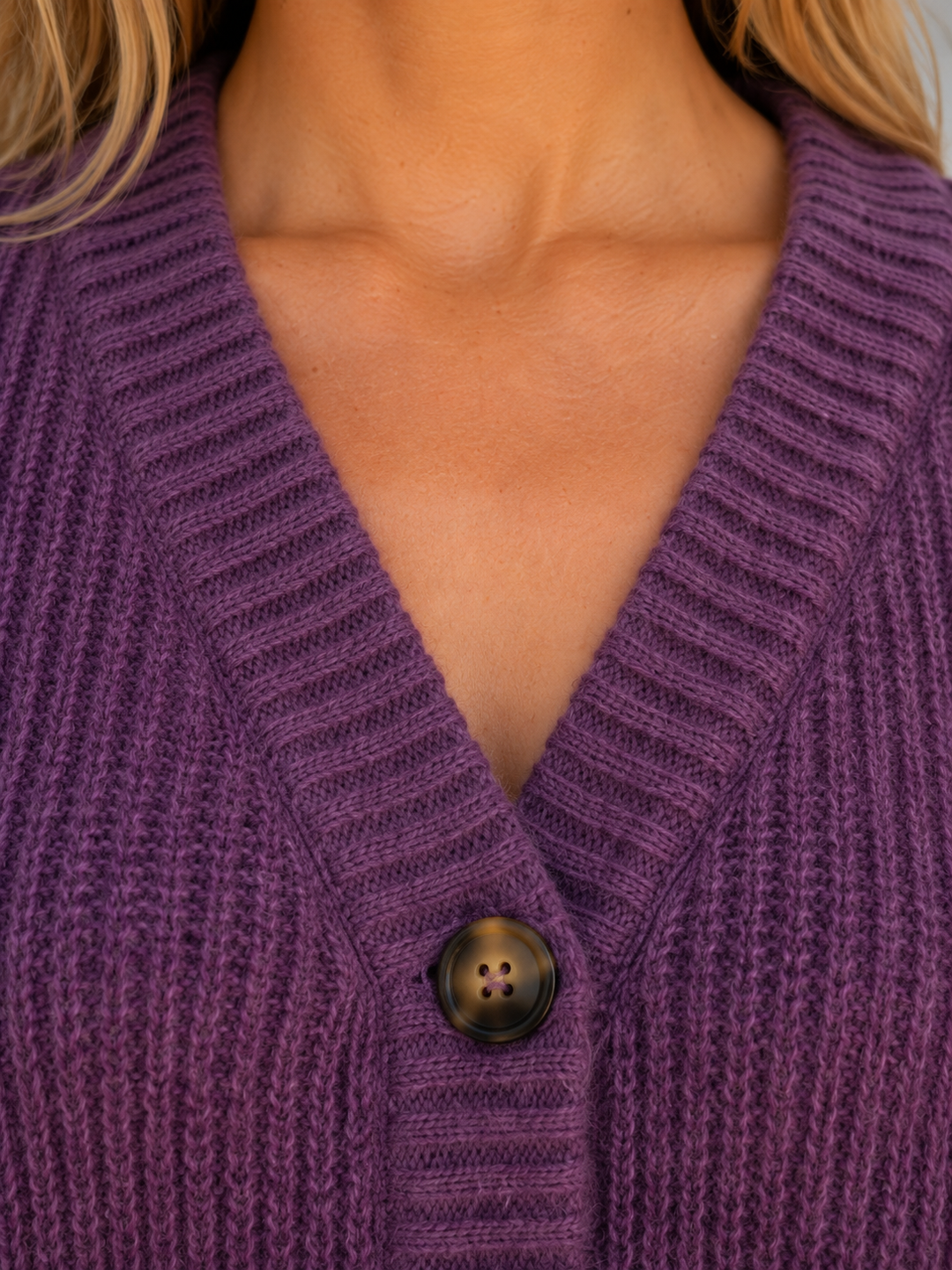 Women’s V-Neck Cardigan with Button Front Fastening