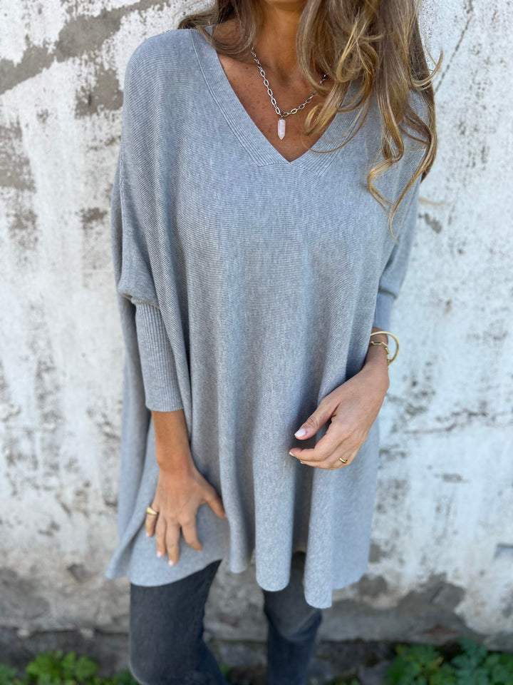 Women’s V-Neck Knit Sweater with Relaxed Fit