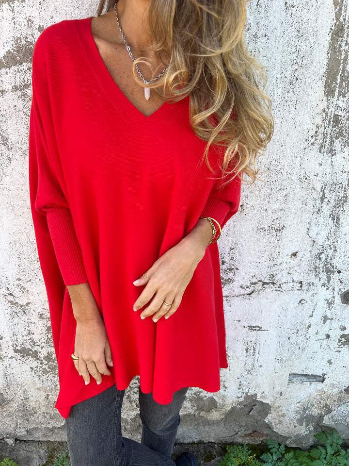 Women’s V-Neck Knit Sweater with Relaxed Fit