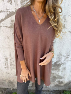 Women’s V-Neck Knit Sweater with Relaxed Fit