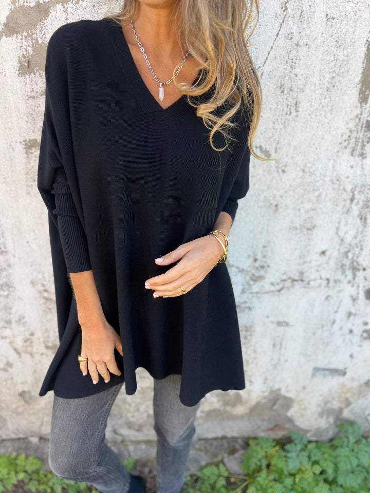 Women’s V-Neck Knit Sweater with Relaxed Fit