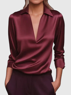 Women’s  V-Neck Satin Blouse
