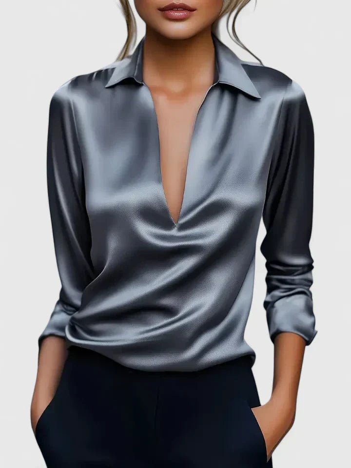 Women’s  V-Neck Satin Blouse