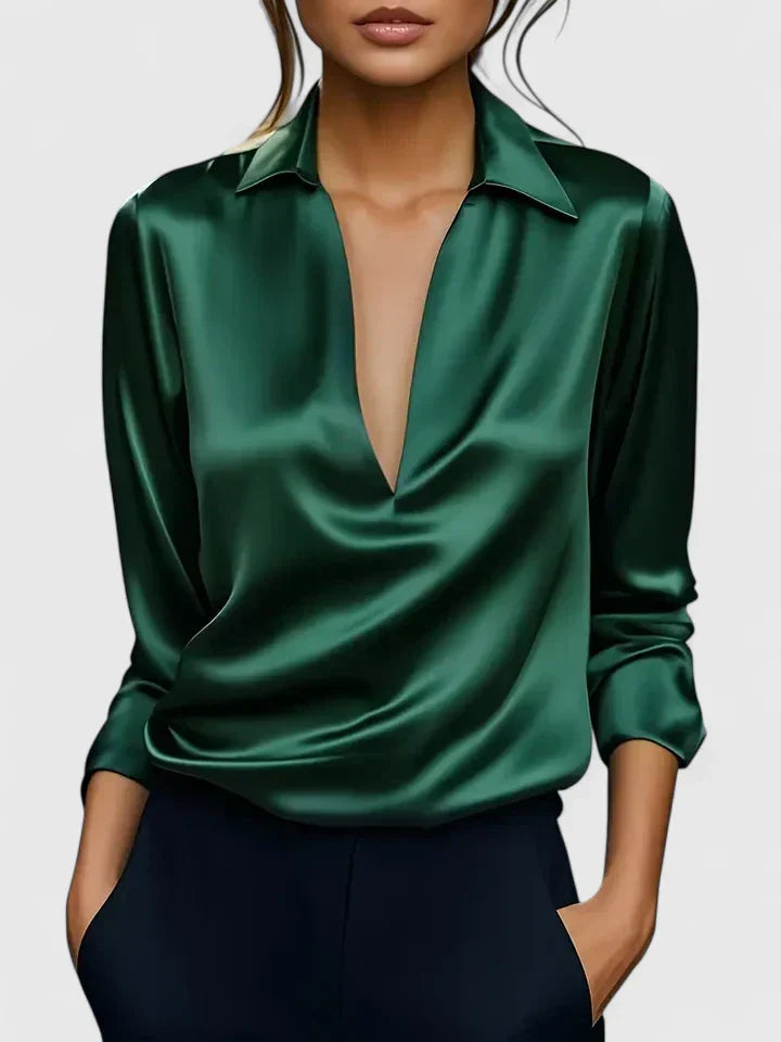Women’s  V-Neck Satin Blouse