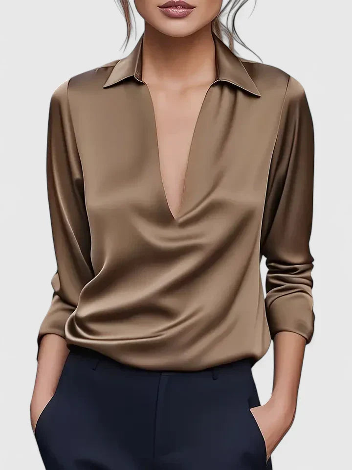 Women’s  V-Neck Satin Blouse