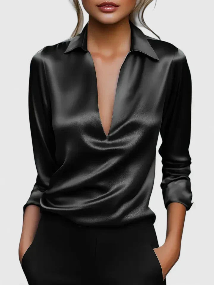 Women’s  V-Neck Satin Blouse