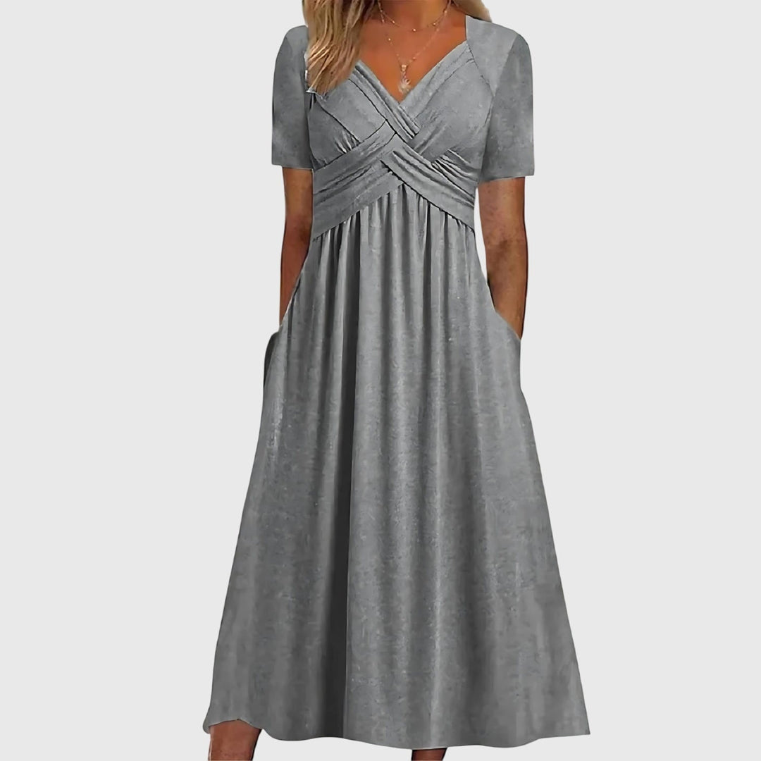 Women’s V-neck Midi Dres