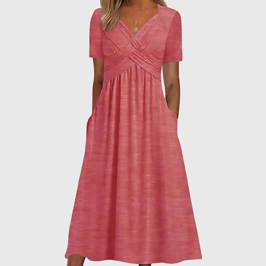 Women’s V-neck Midi Dres