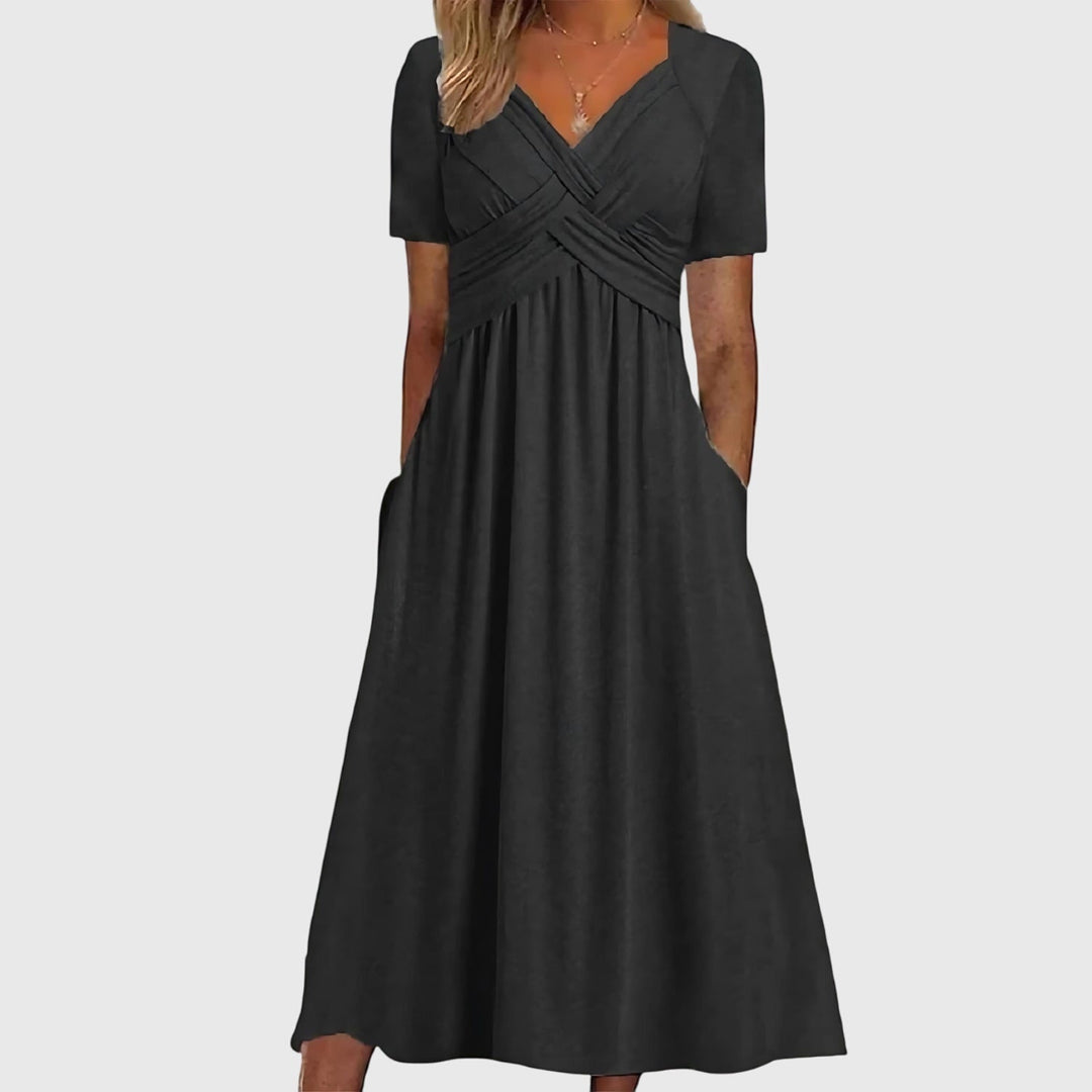 Women’s V-neck Midi Dres
