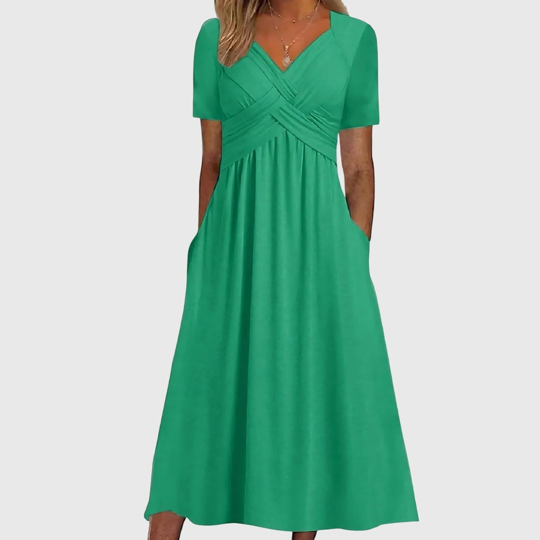Women’s V-neck Midi Dres